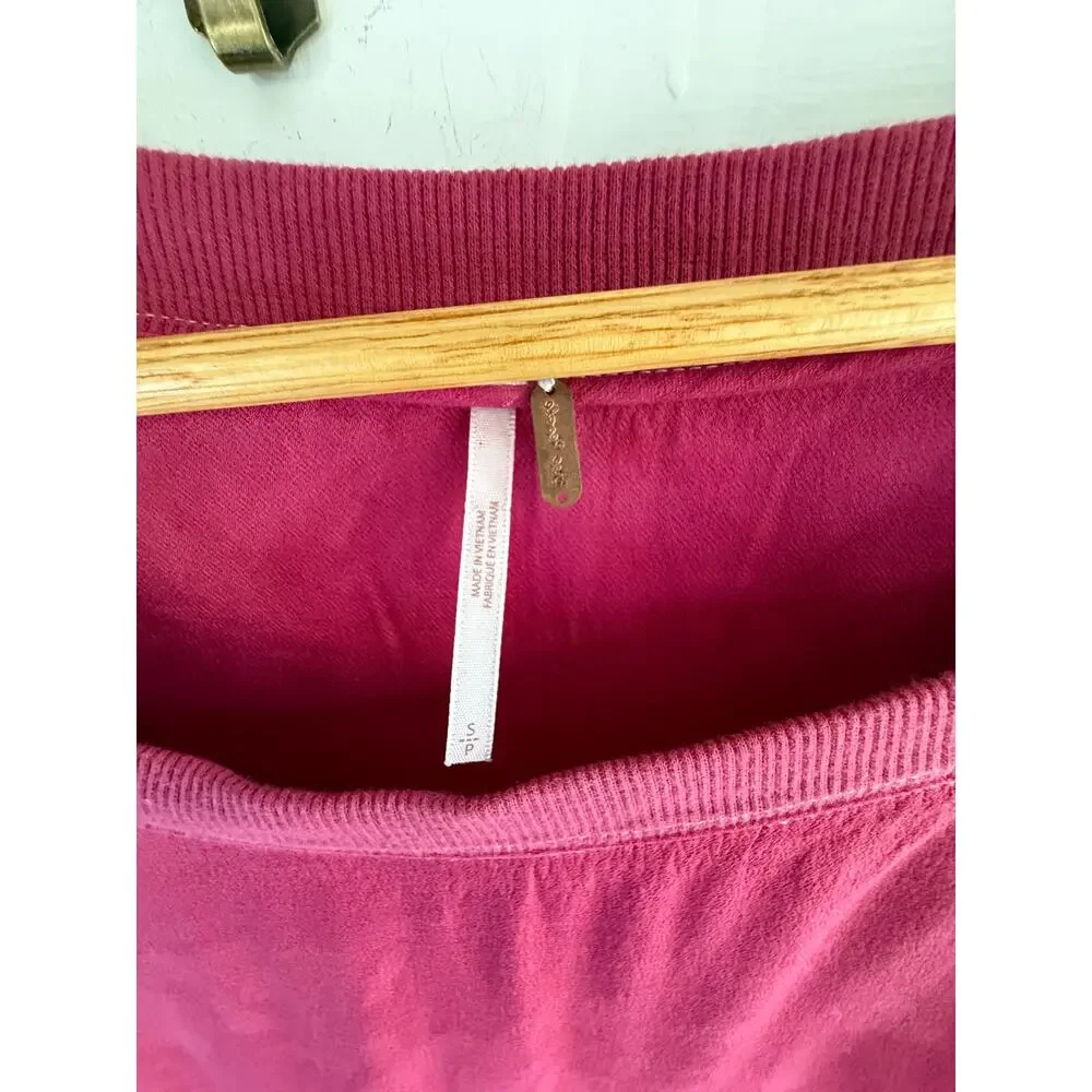 Free People Gloaming Oversized Velvet Sweatshirt Dress Wine Small EUC